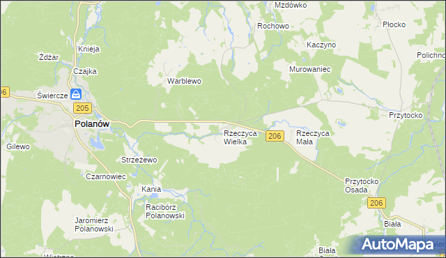 mapa Rzeczyca Wielka, Rzeczyca Wielka na mapie Targeo
