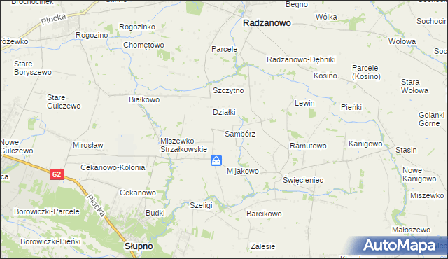 mapa Sambórz gmina Słupno, Sambórz gmina Słupno na mapie Targeo