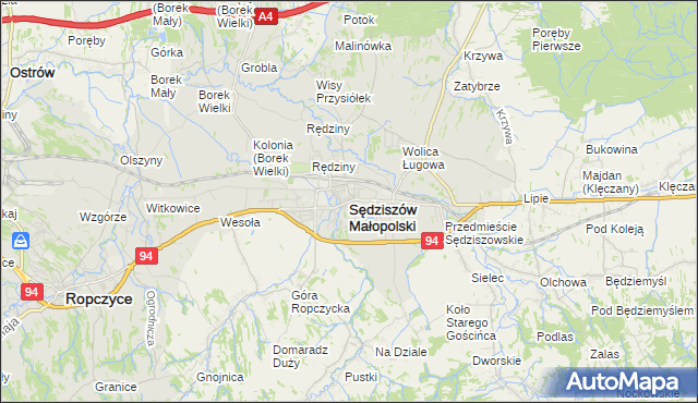 mapa Sędziszów Małopolski, Sędziszów Małopolski na mapie Targeo