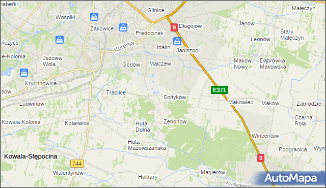 mapa Sołtyków gmina Skaryszew, Sołtyków gmina Skaryszew na mapie Targeo