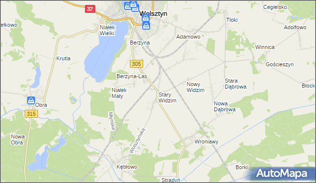 mapa Stary Widzim, Stary Widzim na mapie Targeo