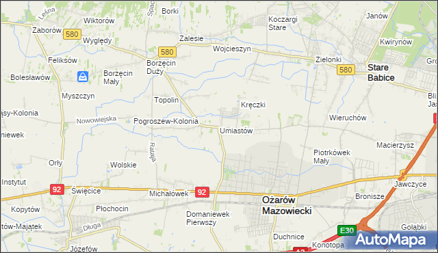 mapa Umiastów, Umiastów na mapie Targeo