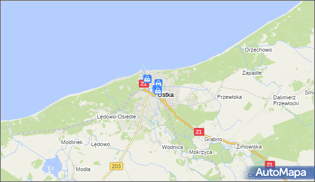 mapa Ustka, Ustka na mapie Targeo