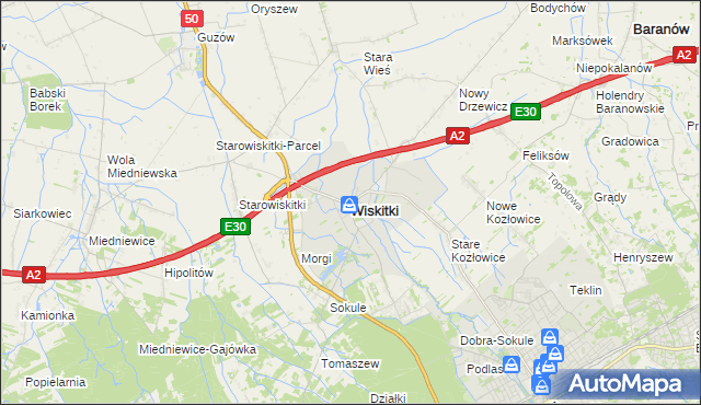 mapa Wiskitki, Wiskitki na mapie Targeo