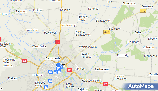 mapa Wojciechówka gmina Żelazków, Wojciechówka gmina Żelazków na mapie Targeo