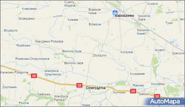 mapa Zbyszyno, Zbyszyno na mapie Targeo