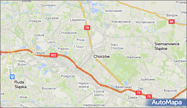 mapa Chorzów, Chorzów na mapie Targeo