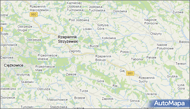 mapa Rzepiennik Biskupi, Rzepiennik Biskupi na mapie Targeo