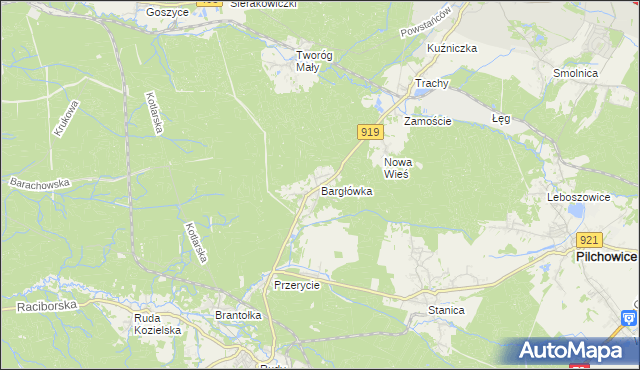 mapa Bargłówka gmina Sośnicowice, Bargłówka gmina Sośnicowice na mapie Targeo