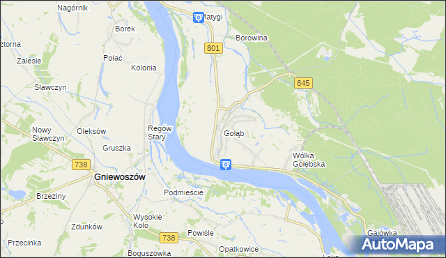 mapa Gołąb gmina Puławy, Gołąb gmina Puławy na mapie Targeo
