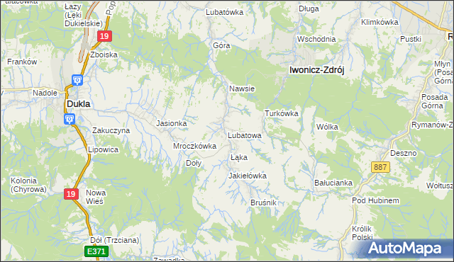 mapa Lubatowa, Lubatowa na mapie Targeo