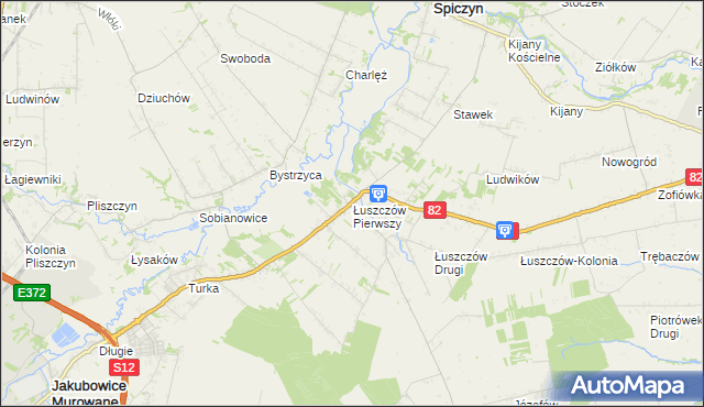 mapa Łuszczów Pierwszy, Łuszczów Pierwszy na mapie Targeo