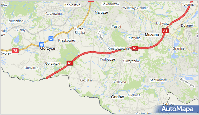 mapa Podbucze gmina Godów, Podbucze gmina Godów na mapie Targeo