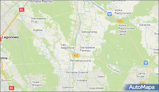 mapa Stanisławów Pierwszy gmina Nieporęt, Stanisławów Pierwszy gmina Nieporęt na mapie Targeo