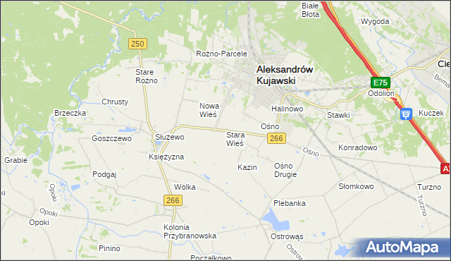 mapa Stara Wieś gmina Aleksandrów Kujawski, Stara Wieś gmina Aleksandrów Kujawski na mapie Targeo