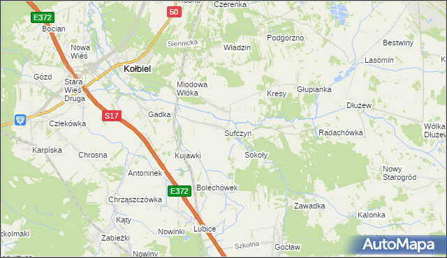 mapa Sufczyn gmina Kołbiel, Sufczyn gmina Kołbiel na mapie Targeo