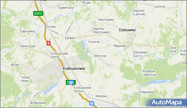 mapa Werynia, Werynia na mapie Targeo