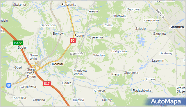 mapa Władzin, Władzin na mapie Targeo