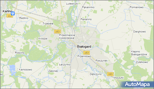 mapa Białogard, Białogard na mapie Targeo