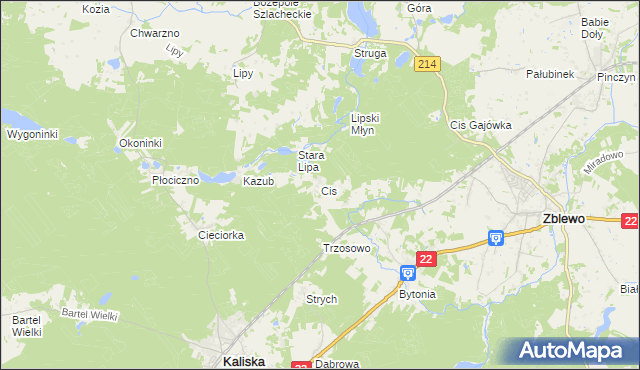 mapa Cis gmina Zblewo, Cis gmina Zblewo na mapie Targeo