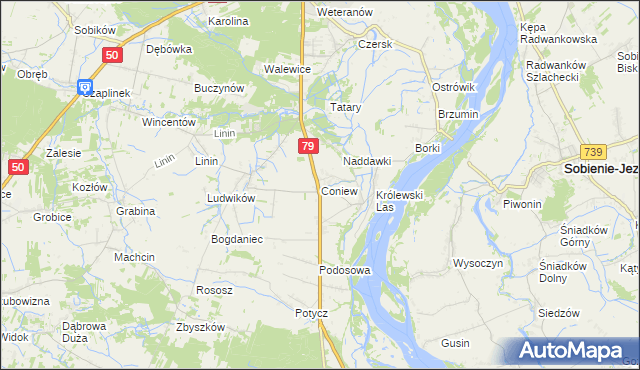 mapa Coniew, Coniew na mapie Targeo