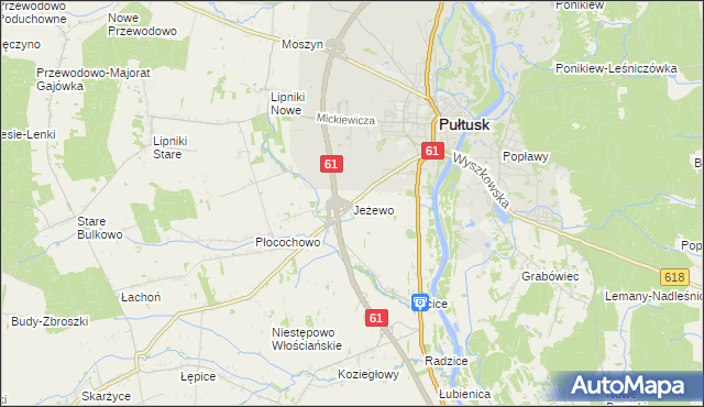 mapa Jeżewo gmina Pułtusk, Jeżewo gmina Pułtusk na mapie Targeo