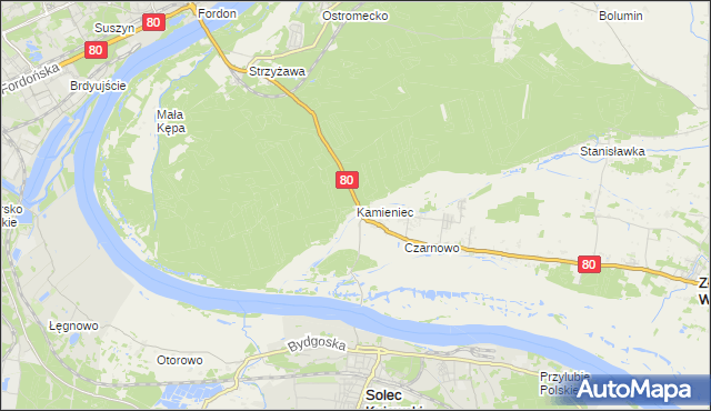 mapa Kamieniec gmina Zławieś Wielka, Kamieniec gmina Zławieś Wielka na mapie Targeo