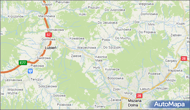 mapa Kasinka Mała, Kasinka Mała na mapie Targeo