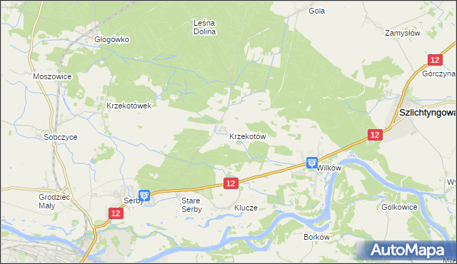 mapa Krzekotów, Krzekotów na mapie Targeo