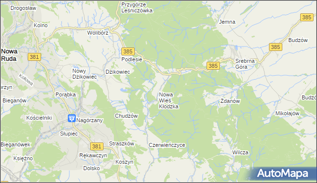 mapa Nowa Wieś Kłodzka, Nowa Wieś Kłodzka na mapie Targeo
