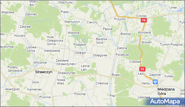 mapa Oblęgorek, Oblęgorek na mapie Targeo