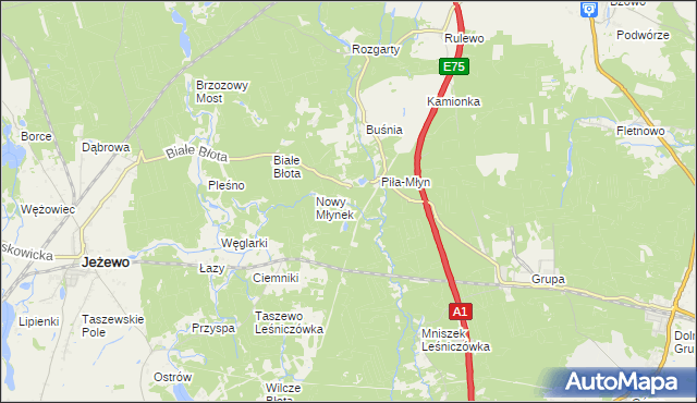 mapa Papiernia gmina Jeżewo, Papiernia gmina Jeżewo na mapie Targeo