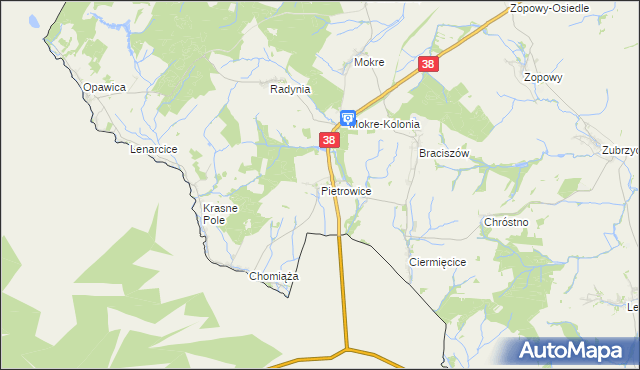 mapa Pietrowice, Pietrowice na mapie Targeo