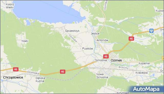 mapa Pustków gmina Ozimek, Pustków gmina Ozimek na mapie Targeo