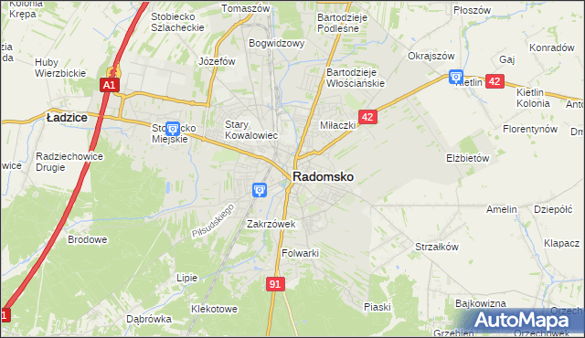 mapa Radomsko, Radomsko na mapie Targeo