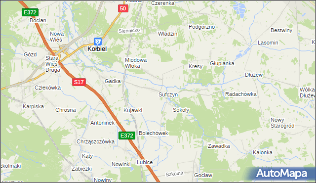 mapa Sufczyn gmina Kołbiel, Sufczyn gmina Kołbiel na mapie Targeo