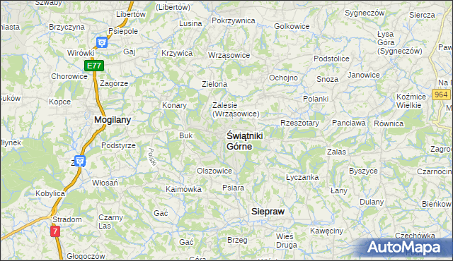 mapa Świątniki Górne, Świątniki Górne na mapie Targeo