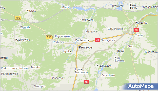 mapa Kroczyce, Kroczyce na mapie Targeo
