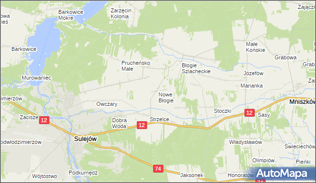 mapa Nowe Błogie, Nowe Błogie na mapie Targeo