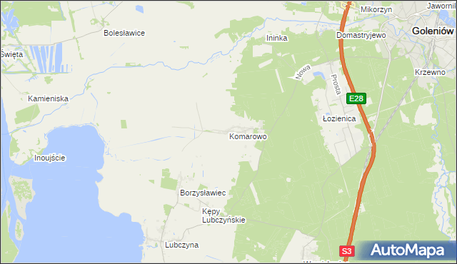mapa Komarowo, Komarowo na mapie Targeo