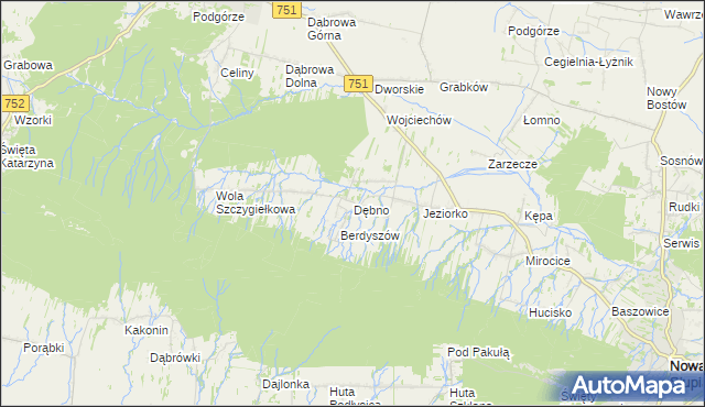 mapa Dębno gmina Nowa Słupia, Dębno gmina Nowa Słupia na mapie Targeo