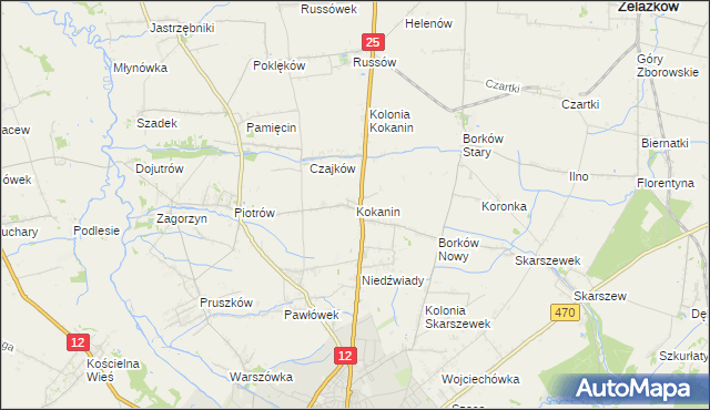 mapa Kokanin, Kokanin na mapie Targeo