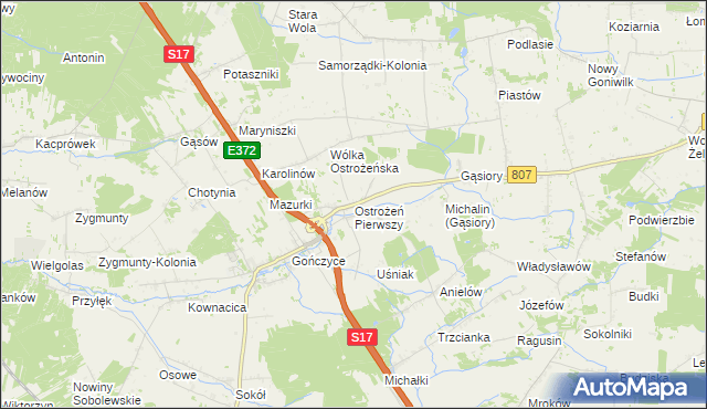 mapa Ostrożeń Pierwszy, Ostrożeń Pierwszy na mapie Targeo