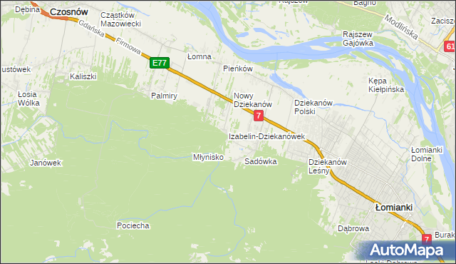 mapa Izabelin-Dziekanówek, Izabelin-Dziekanówek na mapie Targeo