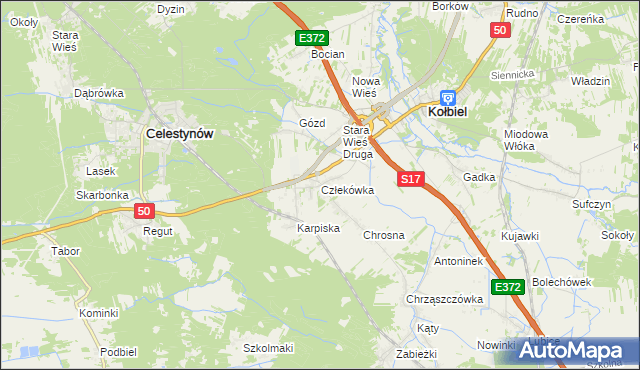 mapa Człekówka, Człekówka na mapie Targeo