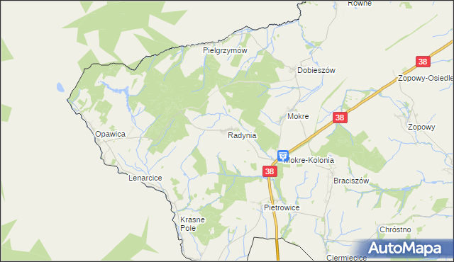 mapa Radynia, Radynia na mapie Targeo