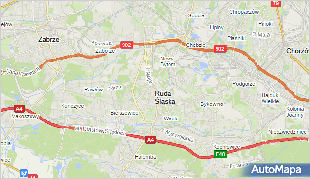 mapa Rudy Śląskiej, Ruda Śląska na mapie Targeo