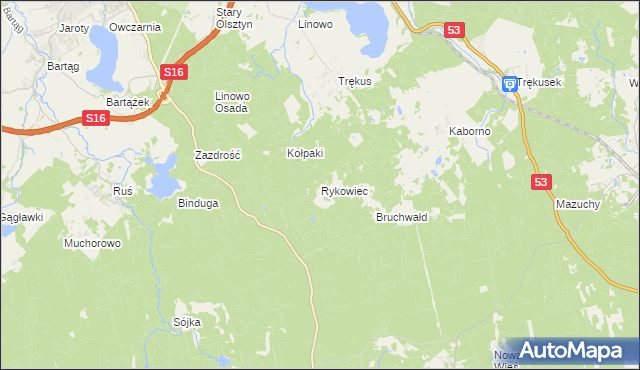 mapa Rykowiec, Rykowiec na mapie Targeo