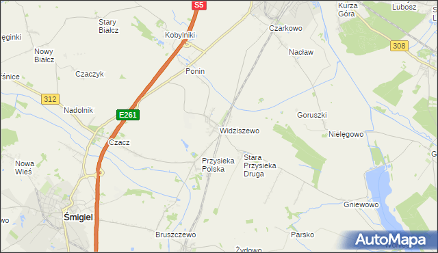 mapa Widziszewo, Widziszewo na mapie Targeo