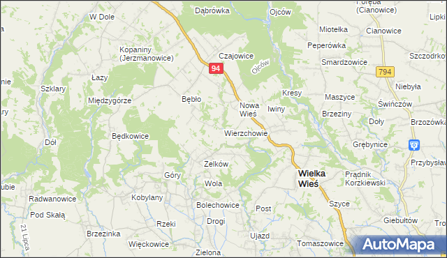 mapa Wierzchowie, Wierzchowie na mapie Targeo